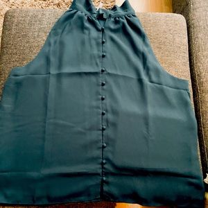 NWT LOFT Green Mock Neck Halter Blouse, Size XL